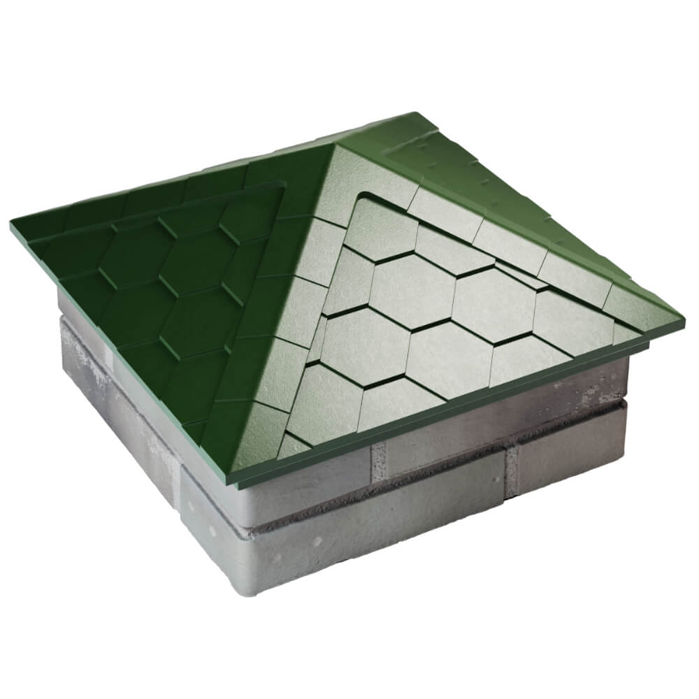 Колпак Zking Эверест Зеленый на столб 1.5х1.5 кирпича (390х390мм) в Всеволожске фото