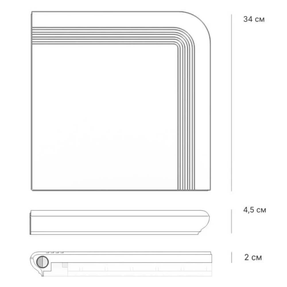 Ступень угловая Verona 340х340х20мм Терракотовый