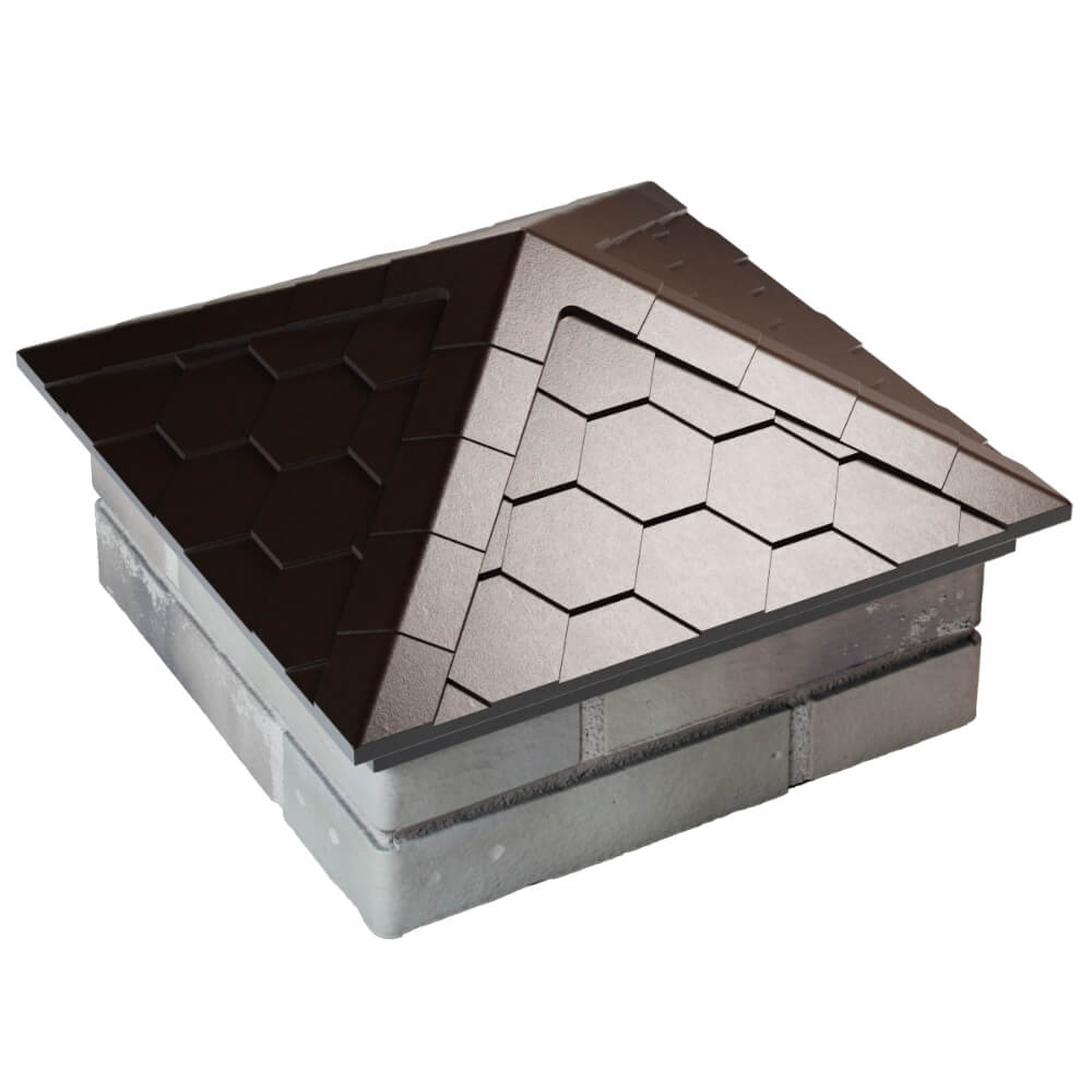 Колпак Zking Эверест Коричневый на столб 1.5х1.5 кирпича (390х390мм) в Всеволожске фото