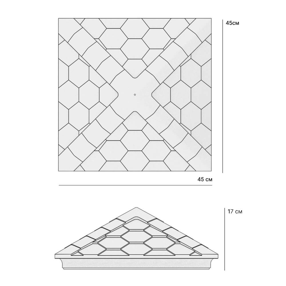 Колпак Zking Эверест Серый на столб 1.5х1.5 кирпича (390х390мм) в Всеволожске фото