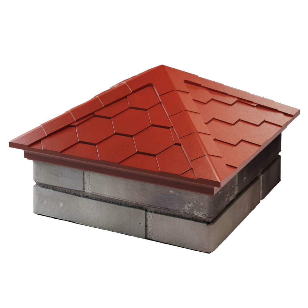 Колпак Zking Эверест Красный на столб 1.5х1.5 кирпича (390х390мм) в Всеволожске фото