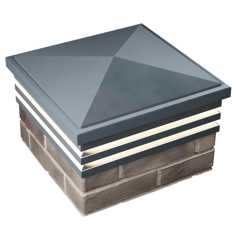 Колпак Zking Бона ХайТек Серый на столб 1.5х1.5 кирпича (385х385мм) с подсветкой в Всеволожске фото