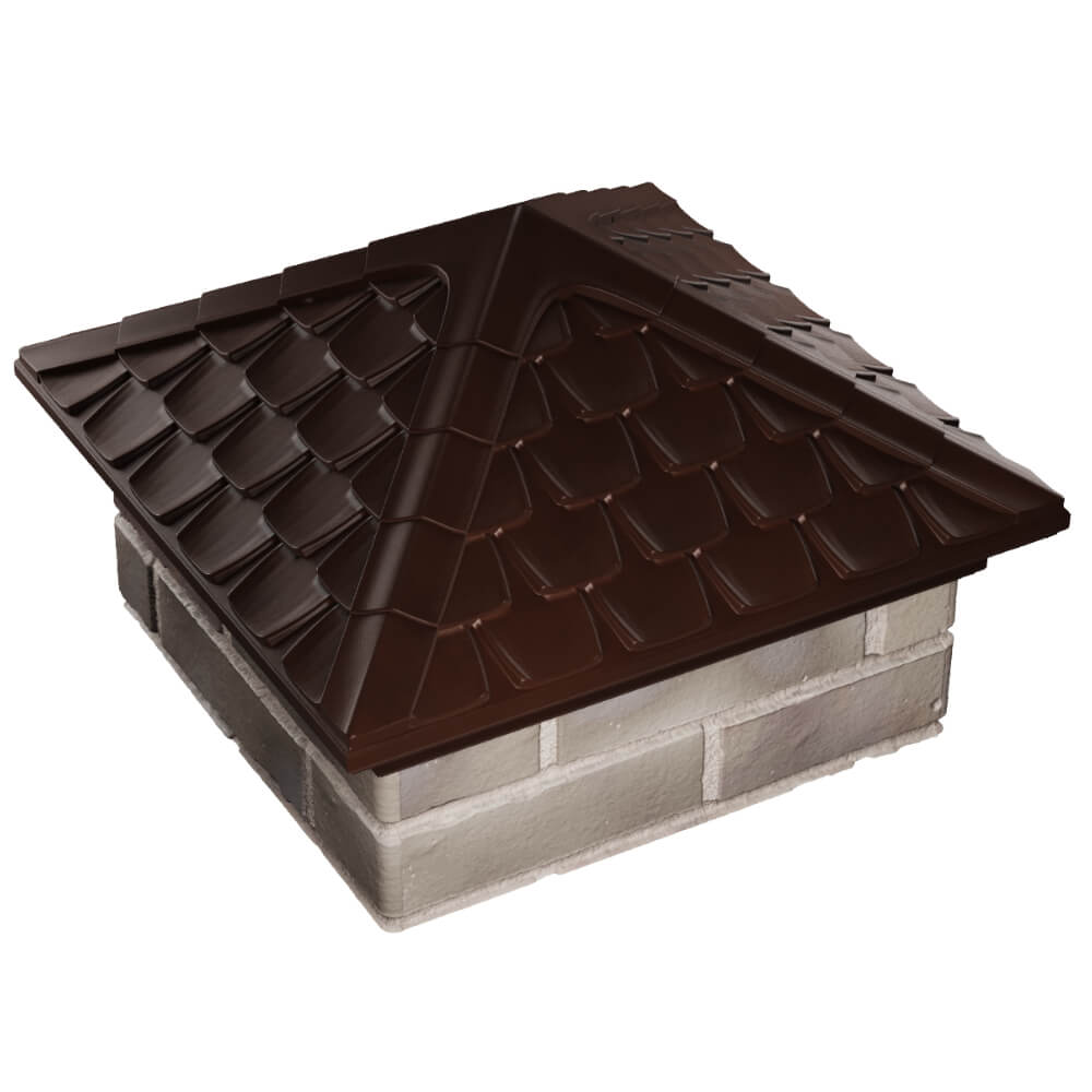 Колпак Zking Эльбрус Коричневый на столб 1.5х1.5 кирпича (385х385мм) в Всеволожске фото