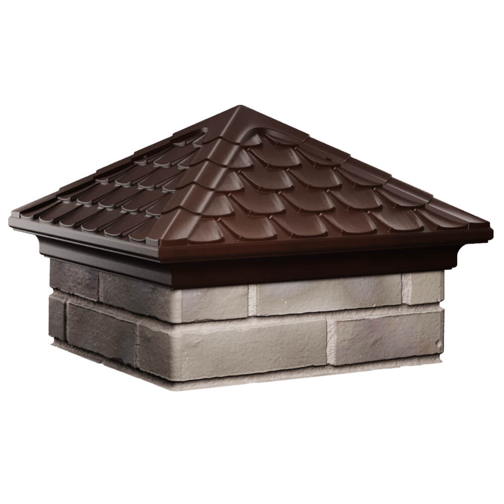 Колпак Zking Эльбрус Коричневый на столб 1.5х1.5 кирпича (385х385мм) в Всеволожске фото